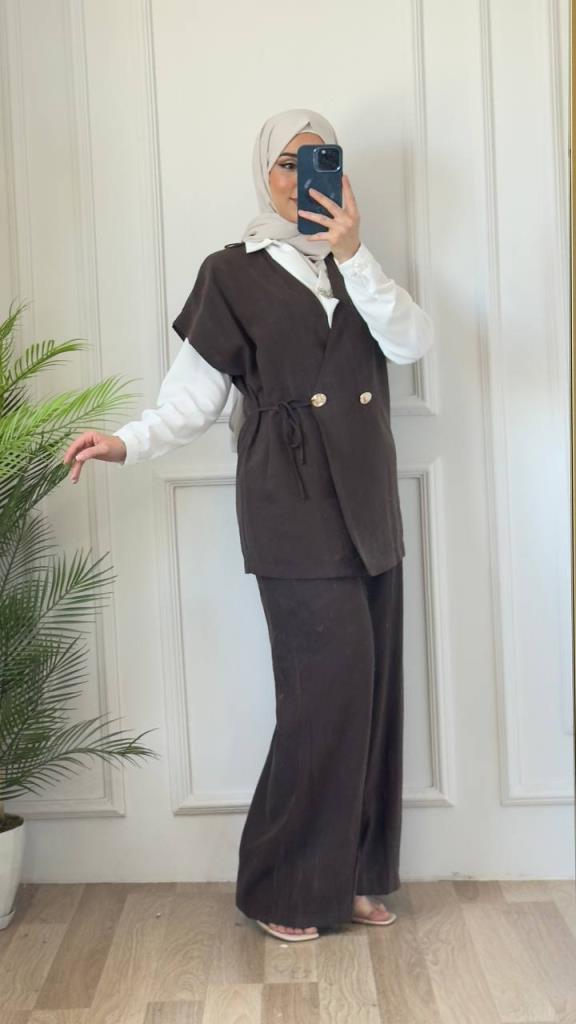 women's hijab two-piece suit model G3065 - Brown women's hijab two-piece suit model G3065 - Brown