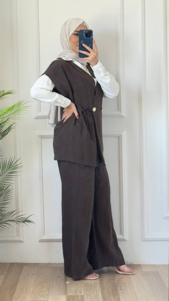 women's hijab two-piece suit model G3065 - Brown women's hijab two-piece suit model G3065 - Brown