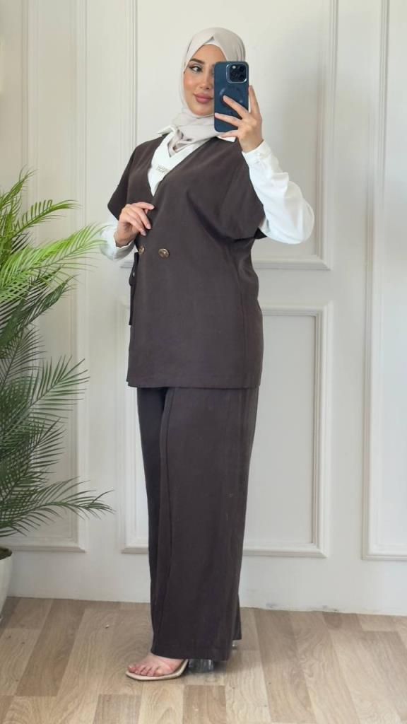 women's hijab two-piece suit model G3065 - Brown women's hijab two-piece suit model G3065 - Brown