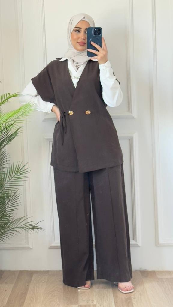 women's hijab two-piece suit model G3065 - Brown women's hijab two-piece suit model G3065 - Brown