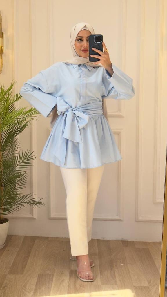 women's stylish shirt model G3071 - Light Blue