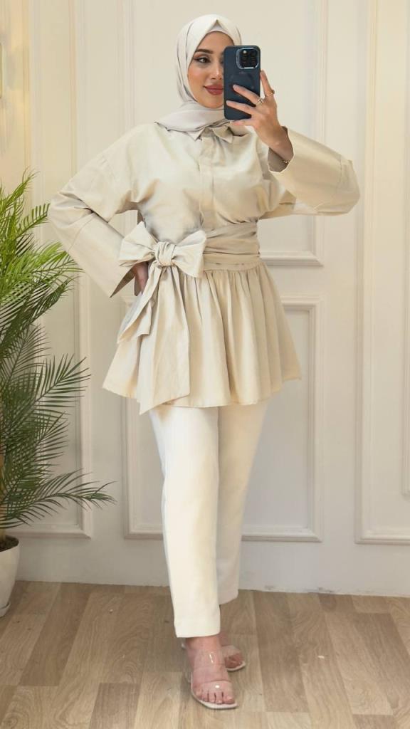 women's stylish shirt model G3071 - Beige women's stylish shirt model G3071 - Beige