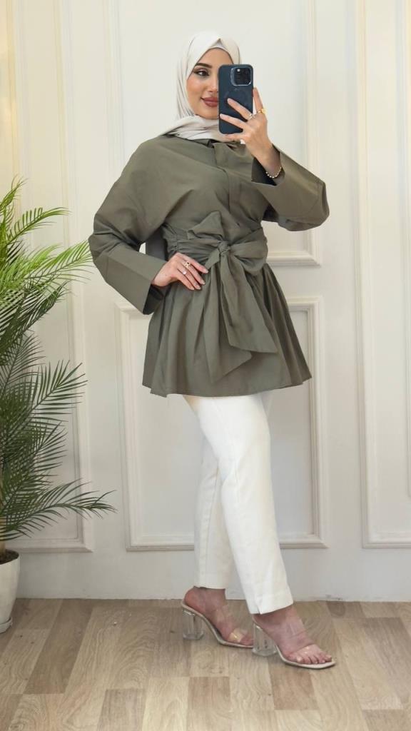 women's stylish shirt model G3071 - Khaki women's stylish shirt model G3071 - Khaki