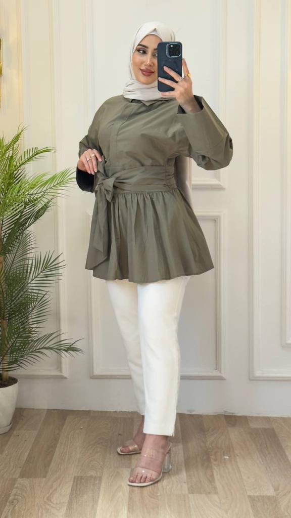women's stylish shirt model G3071 - Khaki women's stylish shirt model G3071 - Khaki