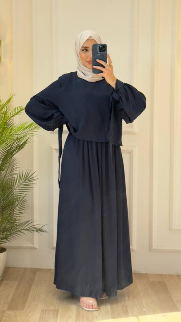 two-piece women's hijab abayas model G3072 - Navy Blue two-piece women's hijab abayas model G3072 - Navy Blue