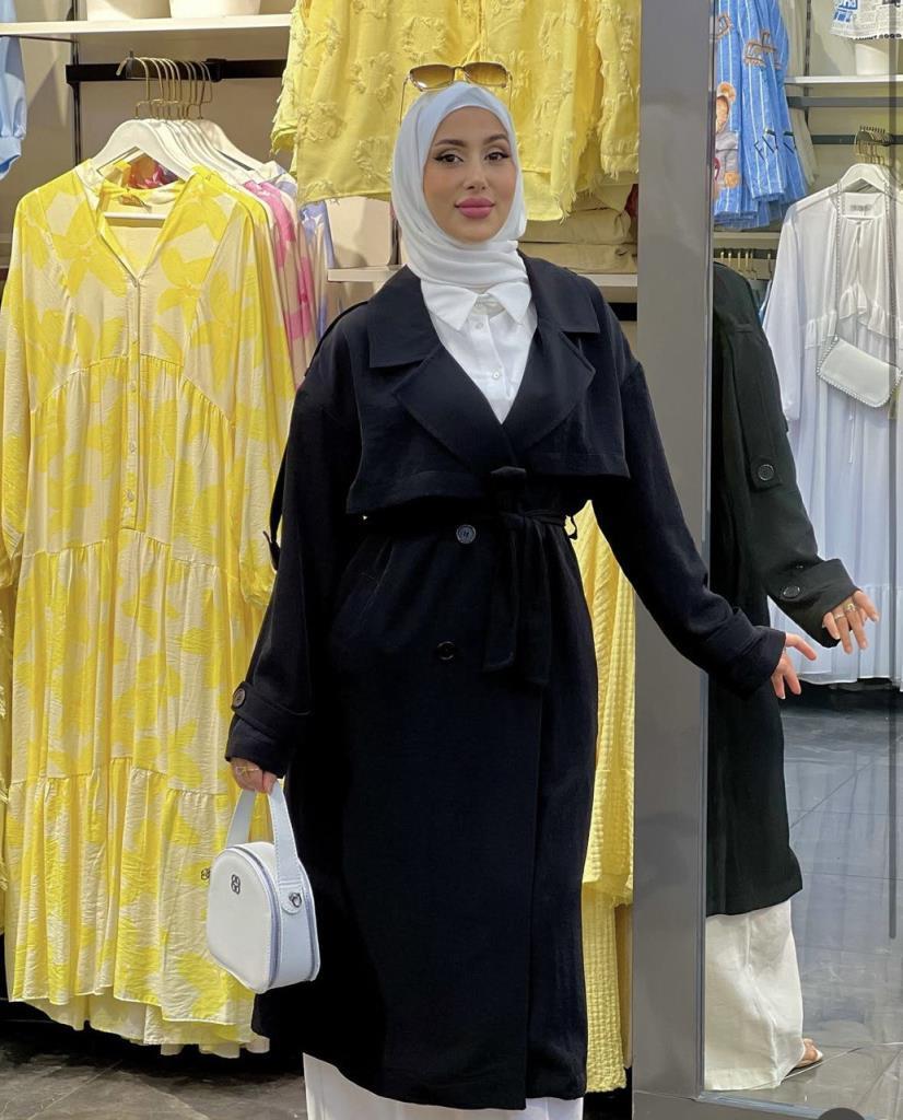 Women's summer stylish trench coat model G3108 - Black