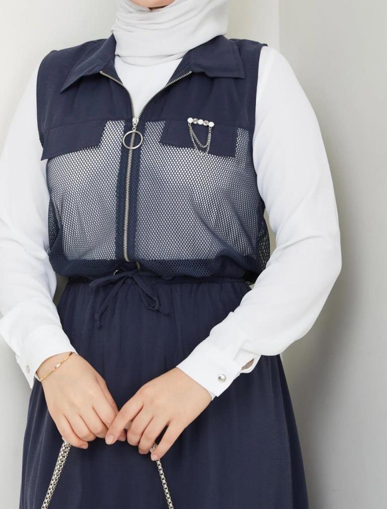 women's 3-piece hijab suit model G3128 - Navy Blue women's 3-piece hijab suit model G3128 - Navy Blue