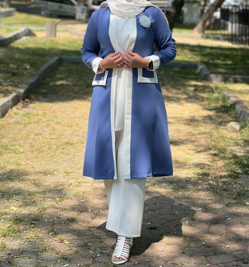 women's 3-piece hijab suit model G3253 - Blue women's 3-piece hijab suit model G3253 - Blue