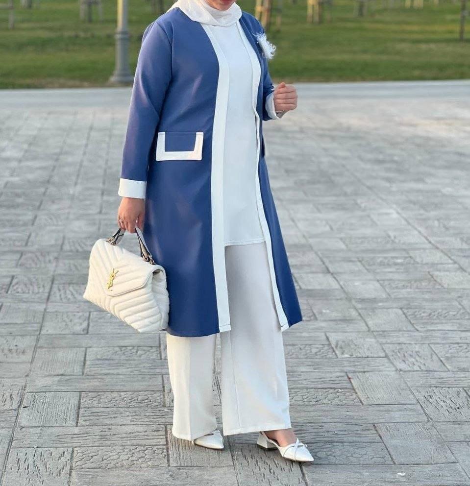 women's 3-piece hijab suit model G3253 - Blue women's 3-piece hijab suit model G3253 - Blue