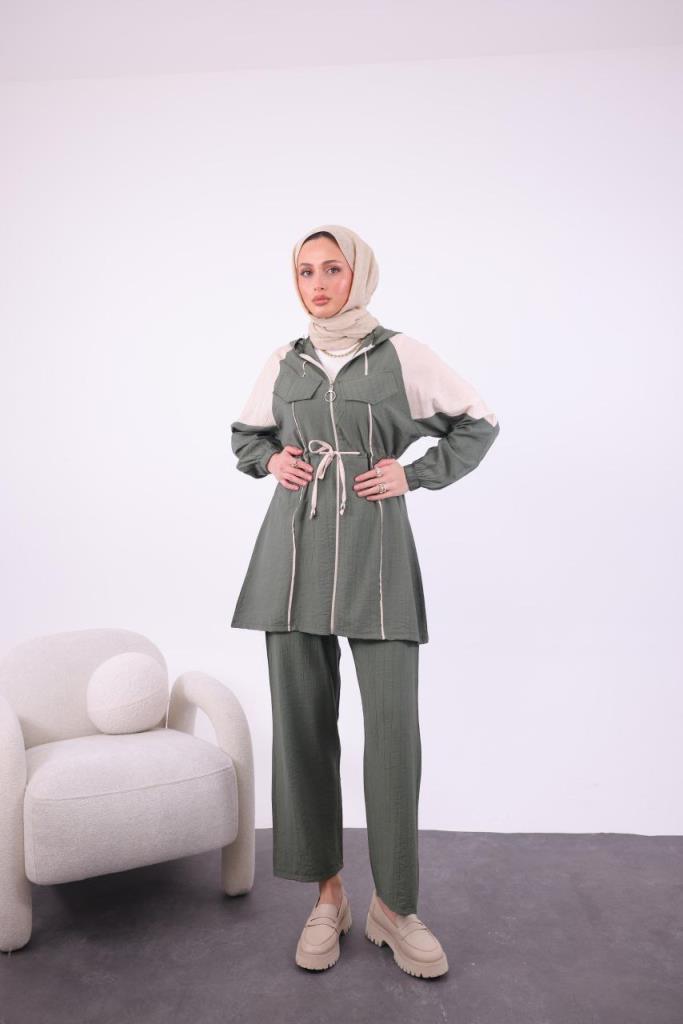 women's summer hijab suit model G3338 - Green