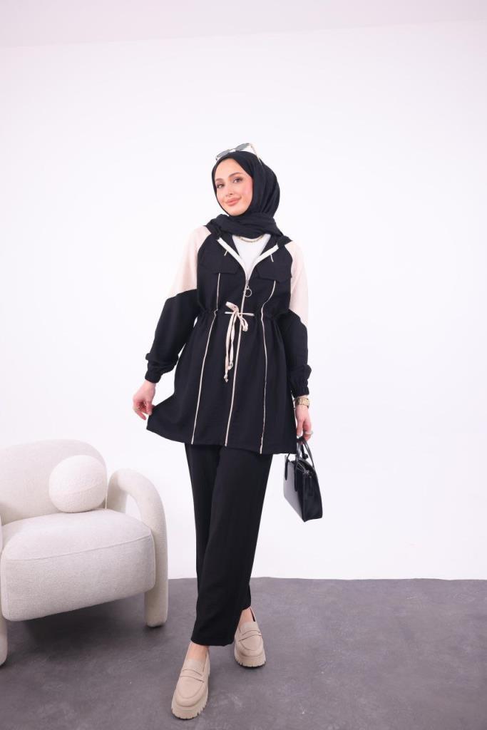 women's summer hijab suit model G3338 - Black