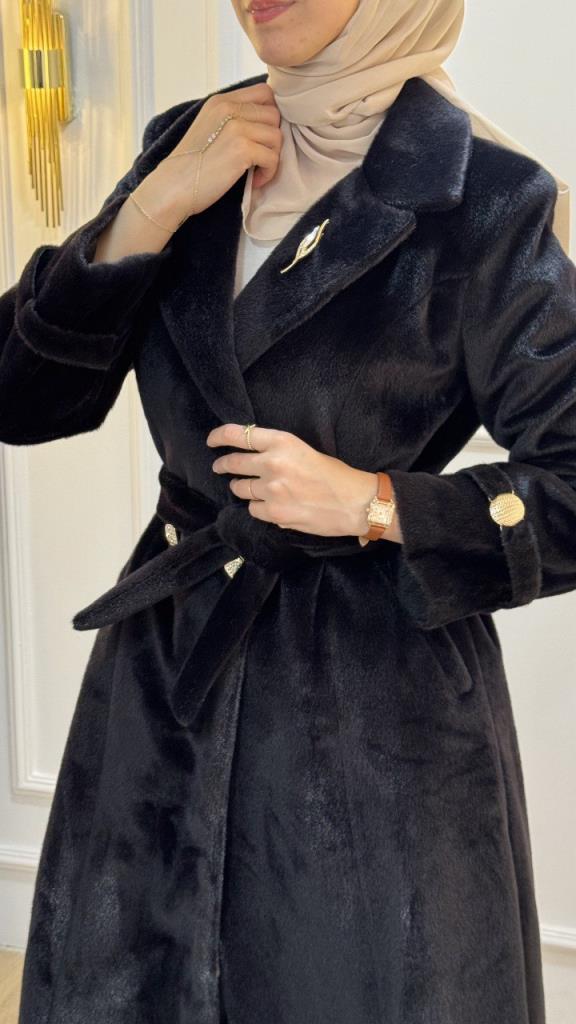 New season women's winter fur coat model G3421 - Black New season women's winter fur coat model G3421 - Black