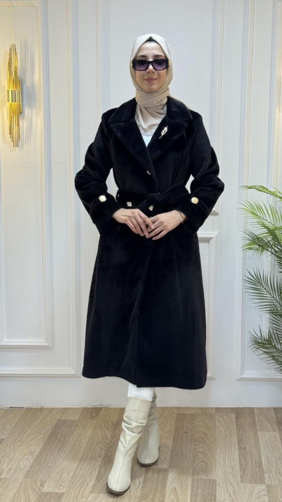 New season women's winter fur coat model G3421 - Black New season women's winter fur coat model G3421 - Black