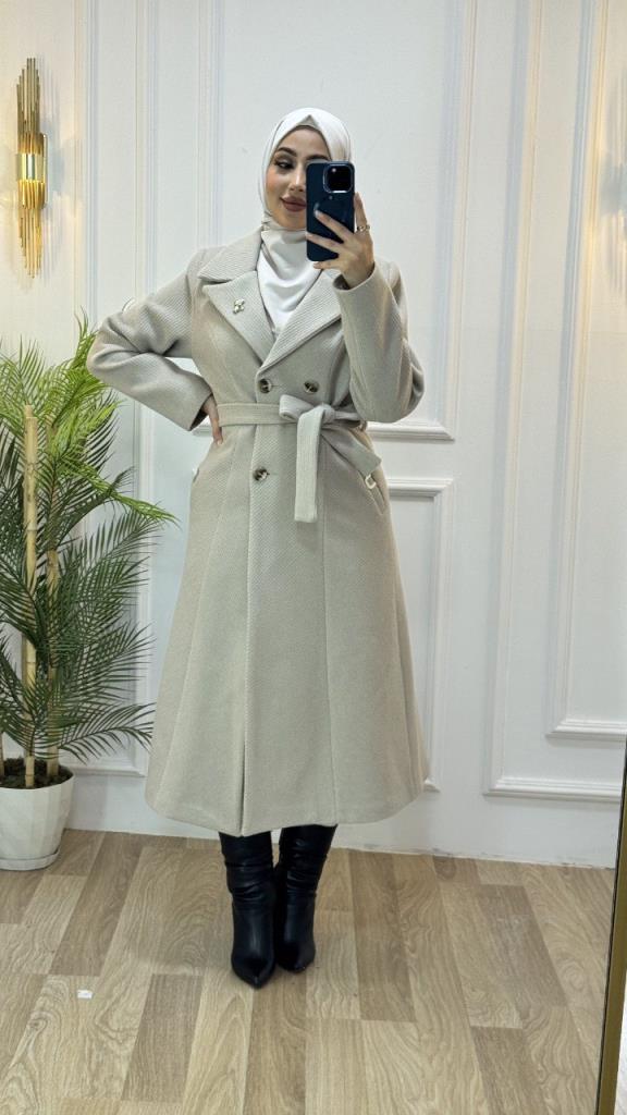 معطف شتوي نسائي للموسم الجديد، موديل G3445 - بيج