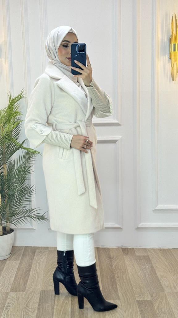 New season women's winter midi coat model G3446 - White New season women's winter midi coat model G3446 - White