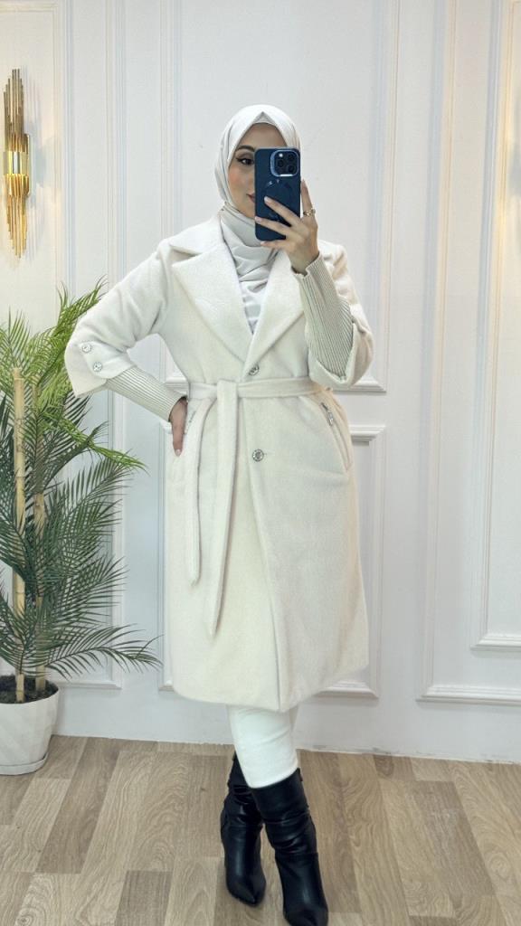 New season women's winter midi coat model G3446 - White New season women's winter midi coat model G3446 - White