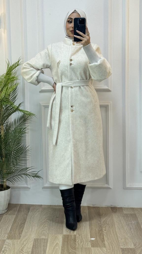Women's winter coat, model G3449 - White