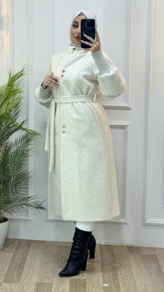 Women's winter coat, model G3449 - White Women's winter coat, model G3449 - White