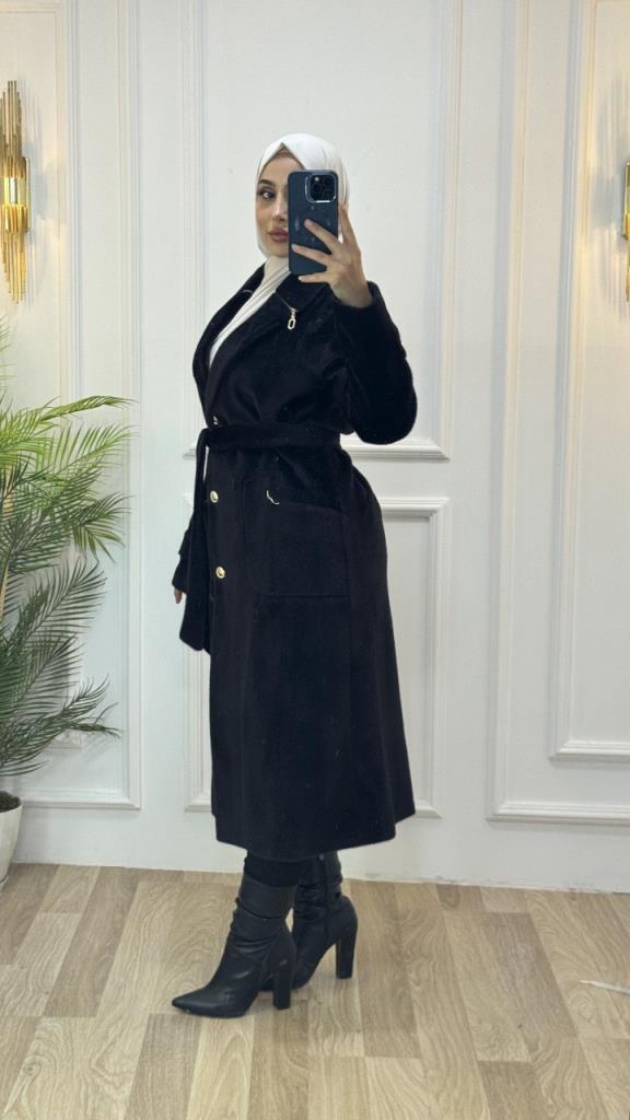Women's stylish and comfortable winter fur coat, model G3481 - Black Women's stylish and comfortable winter fur coat, model G3481 - Black