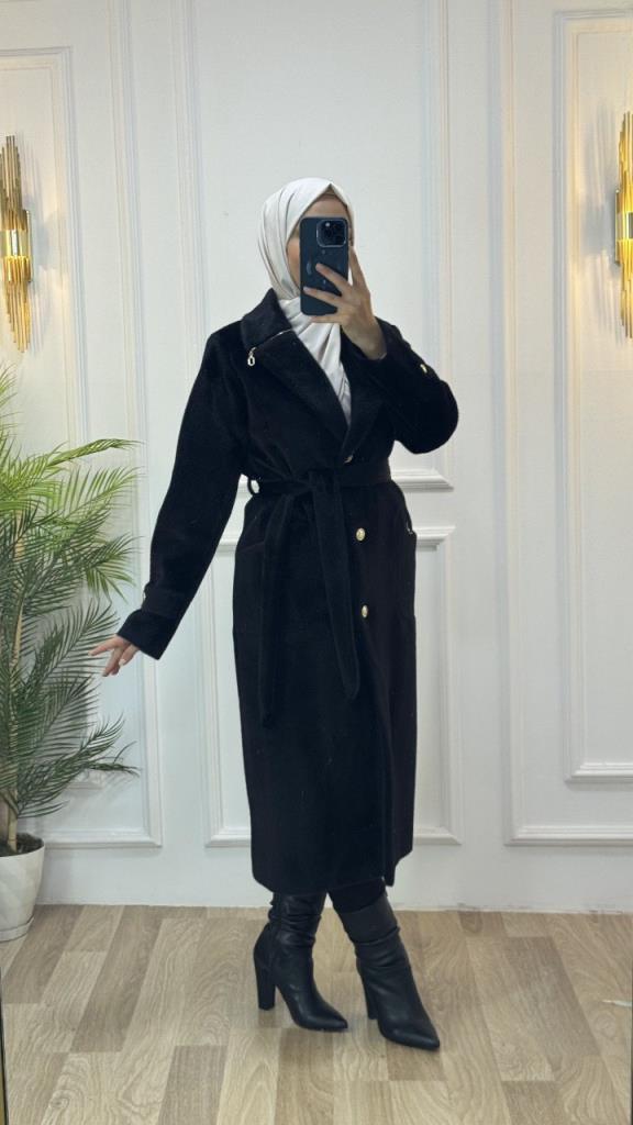 Women's stylish and comfortable winter fur coat, model G3481 - Black Women's stylish and comfortable winter fur coat, model G3481 - Black