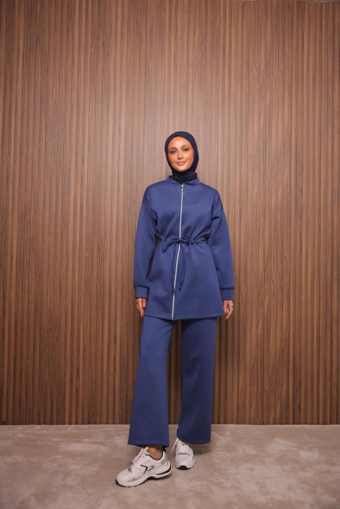 kadın kışlık alt üst tesettürlü takım model G3531 - MAVİ