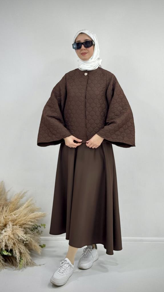 New season women's hijab top and bottom set, model G3555 - Brown