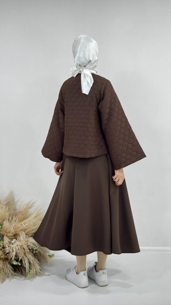 New season women's hijab top and bottom set, model G3555 - Brown