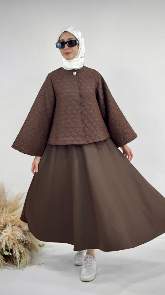 New season women's hijab top and bottom set, model G3555 - Brown