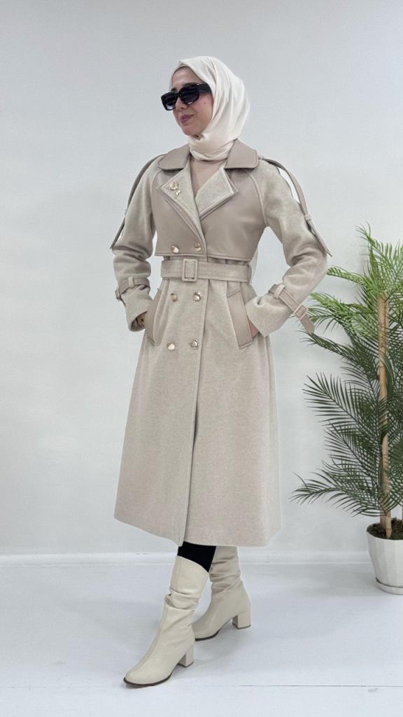 Women's stylish and comfortable winter coat, model G3624 - Beige