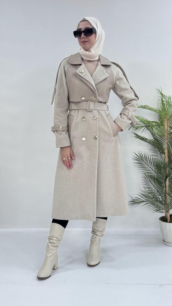 Women's stylish and comfortable winter coat, model G3624 - Beige
