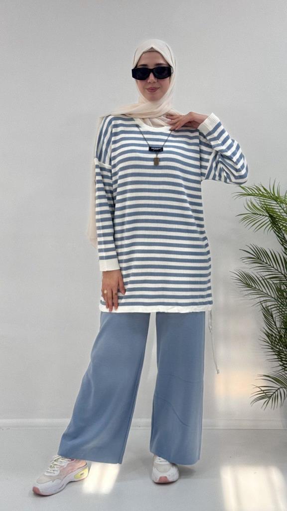 Women's winter 2-piece pajama set, model G3642 - Light Blue Women's winter 2-piece pajama set, model G3642 - Light Blue