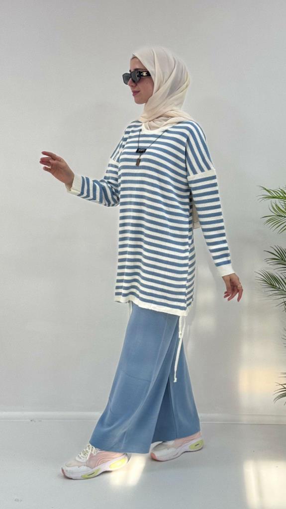 Women's winter 2-piece pajama set, model G3642 - Light Blue Women's winter 2-piece pajama set, model G3642 - Light Blue