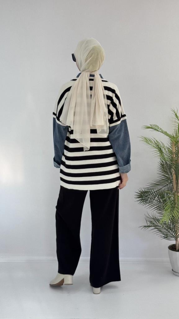 Women's stylish and comfortable winter knitted hijab suit, model G3646 - Black