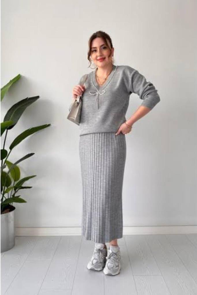 New season women's hijab suit, model G3667 - Gray