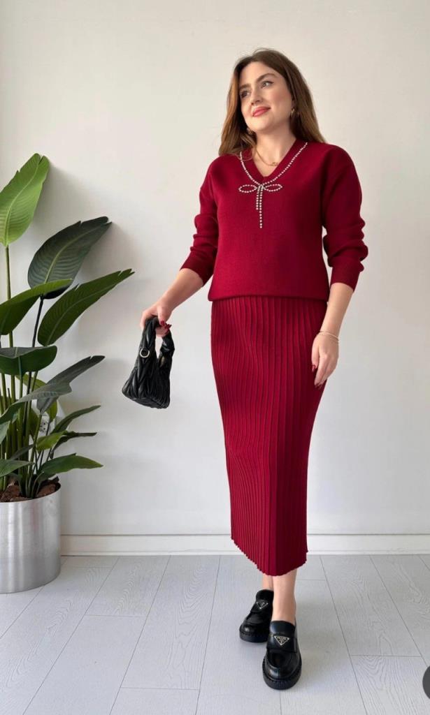 New season women's hijab suit, model G3667 - Burgundy