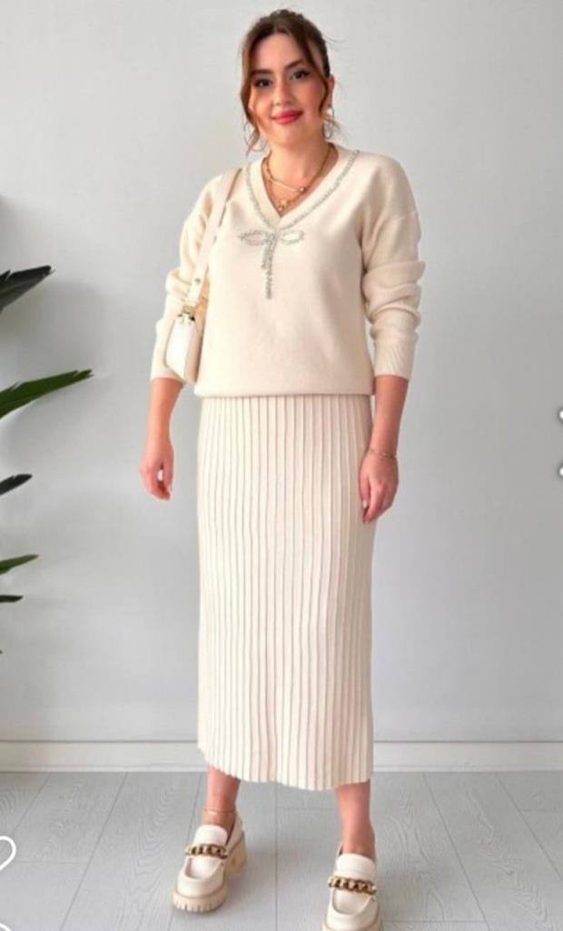 New season women's hijab suit, model G3667 - Ecru