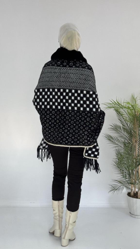 New season women's winter cape, model G3693 - Black New season women's winter cape, model G3693 - Black