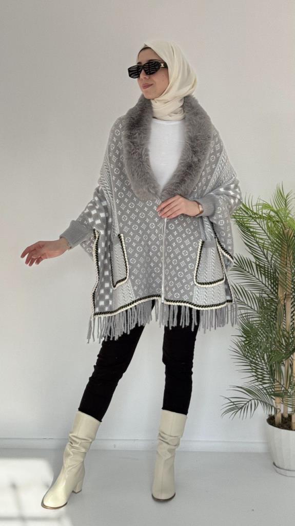 New season women's winter cape, model G3693 - Gray New season women's winter cape, model G3693 - Gray