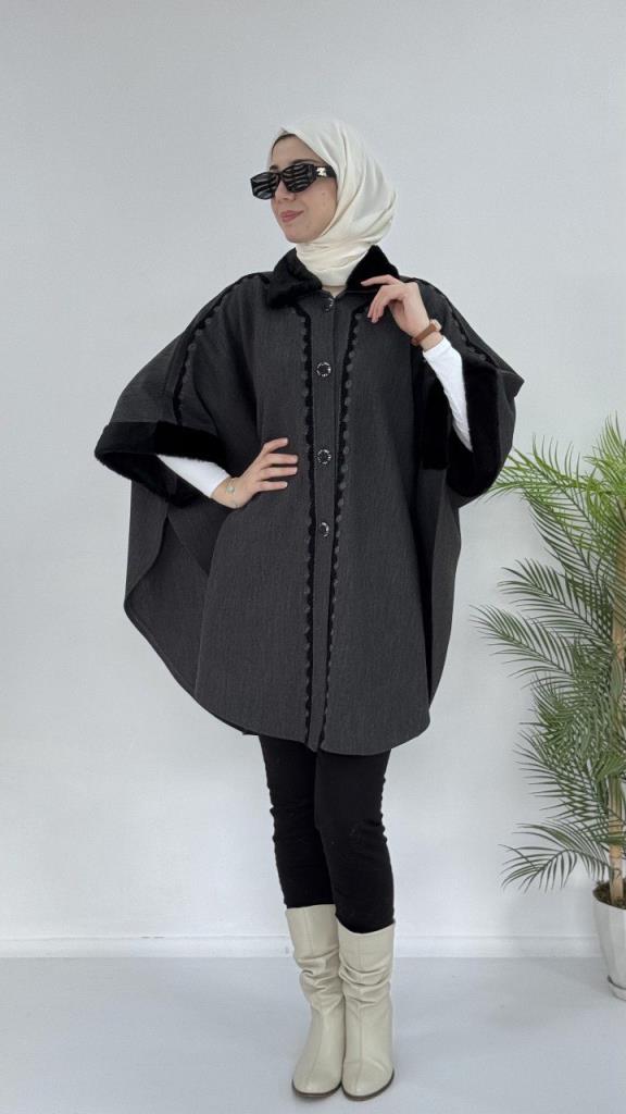 New seasonal winter women's cape, model G3710 - Gray