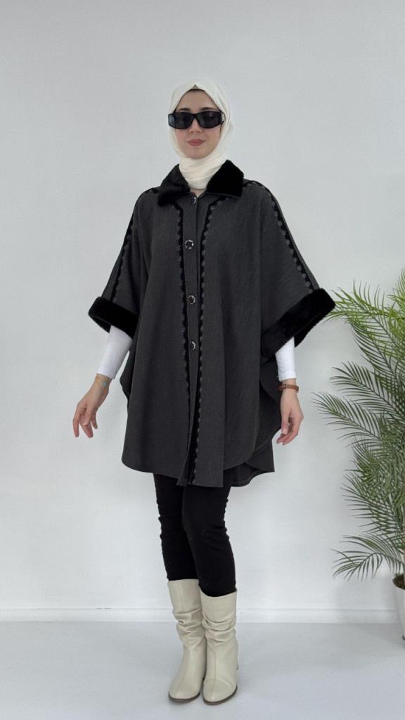 New seasonal winter women's cape, model G3710 - Gray
