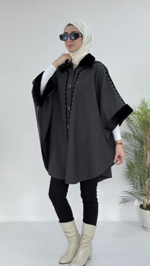 New seasonal winter women's cape, model G3710 - Gray New seasonal winter women's cape, model G3710 - Gray