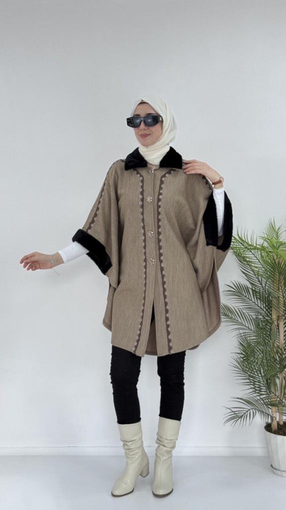 New seasonal winter women's cape, model G3710 - Tan New seasonal winter women's cape, model G3710 - Tan