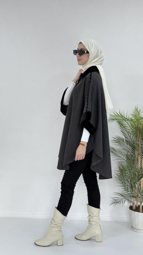 New seasonal winter women's cape, model G3710 - Gray New seasonal winter women's cape, model G3710 - Gray
