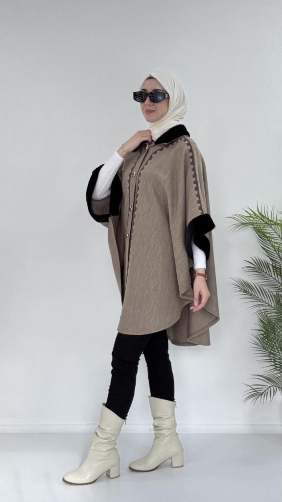 New seasonal winter women's cape, model G3710 - Tan New seasonal winter women's cape, model G3710 - Tan