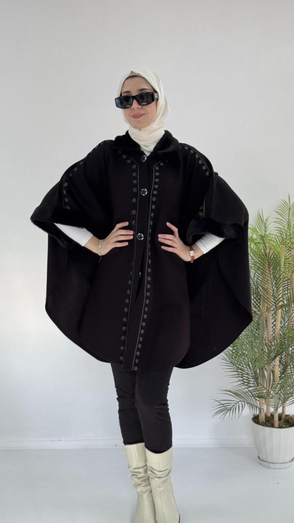 New seasonal winter women's cape, model G3710 - Black New seasonal winter women's cape, model G3710 - Black