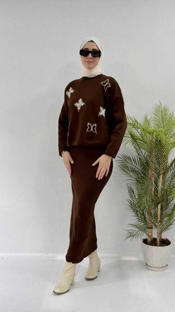 New season women's winter knit dress, model G3742 - Brown