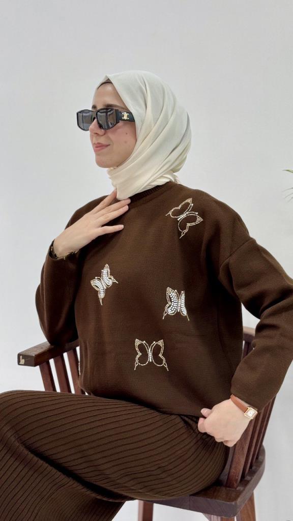 New season women's winter knit dress, model G3742 - Brown New season women's winter knit dress, model G3742 - Brown