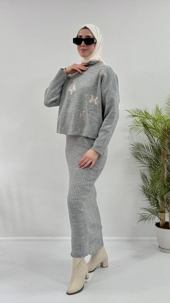 New season women's winter knit dress, model G3742 - Gray