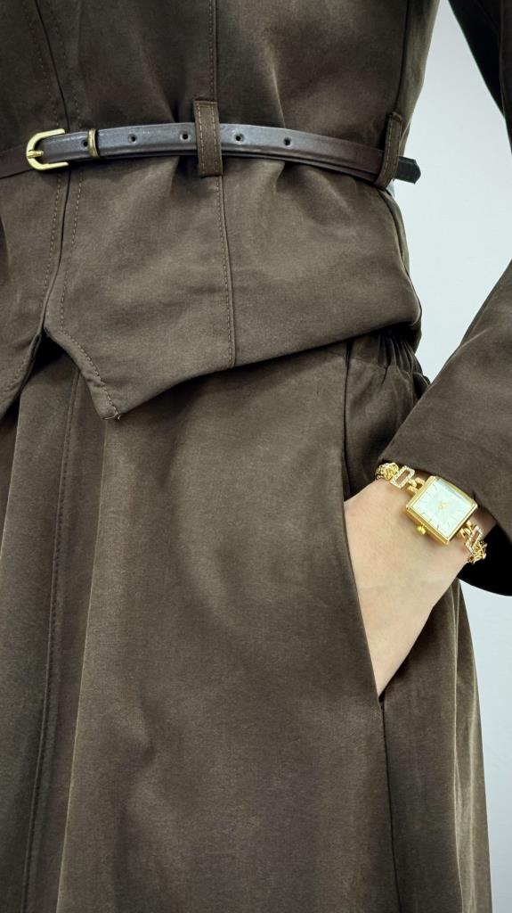 New season women's modest top and bottom set, model G3757 - Brown