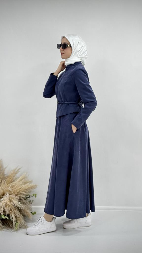 طقم نسائي محتشم موديل G3757 - كحلي